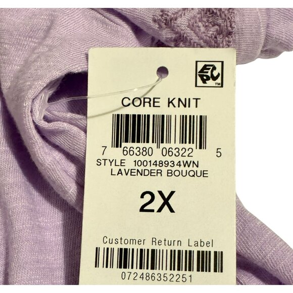 Style & Co Womens Plus 2X Embroidered Puff-Sleeve Lavender Top Peasant Boho - Picture 5 of 8